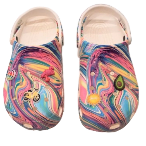 CROCS Shoes - CROCS WITH CHARMS Marbled Tie-Dyed Women's Size 9